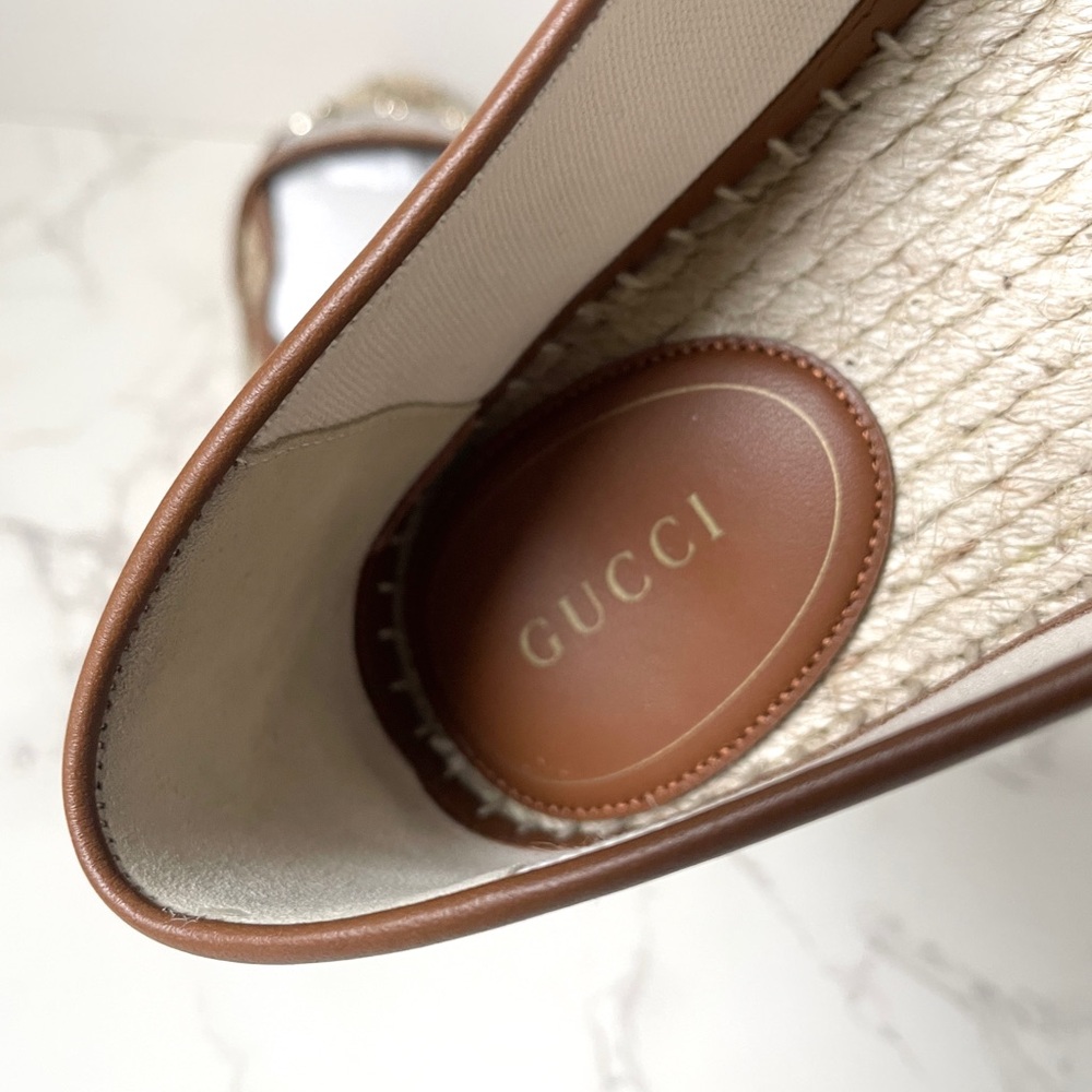 New Gucci Womens Espadrilles Brown Camel GG Canvas Size 38 - Picture 10 of 13